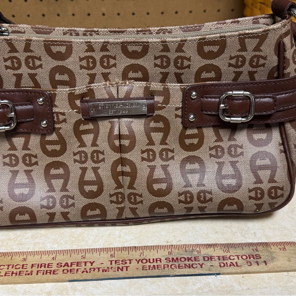 VINTAGE Etienne Aigner Tan and Brown Monogram Bag